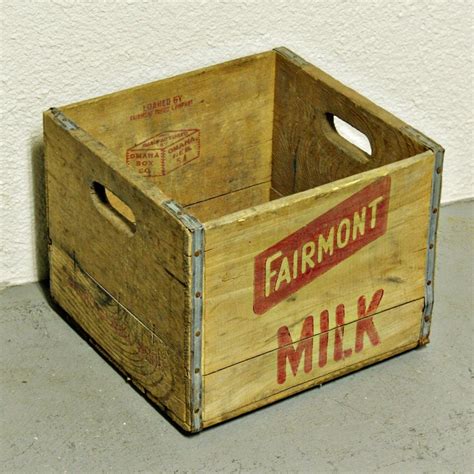 vintage wood milk box